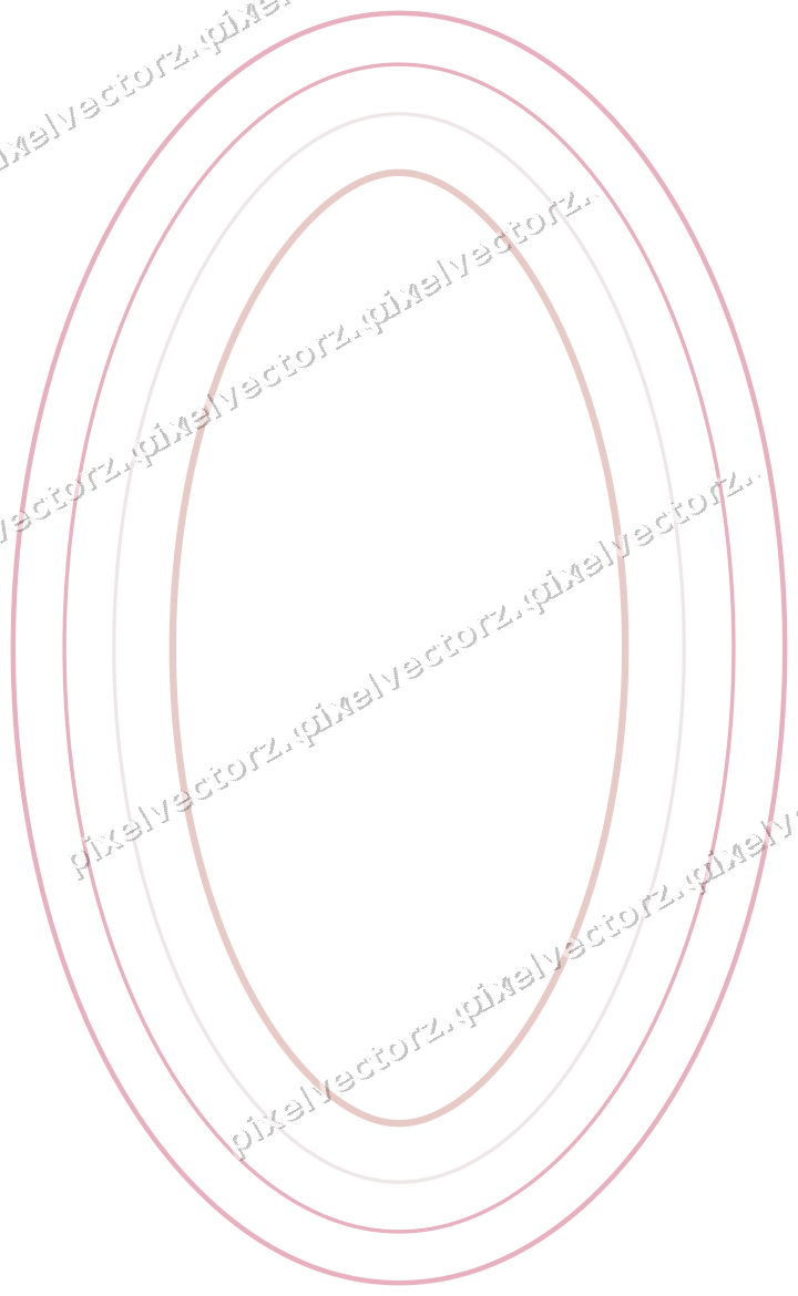 Decorative line art frame in pale pink and pale red with oval