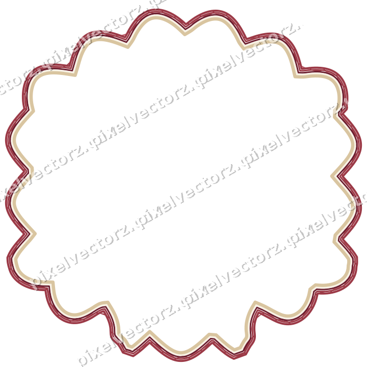 Decorative line art frame in dark pink and red with label plaque