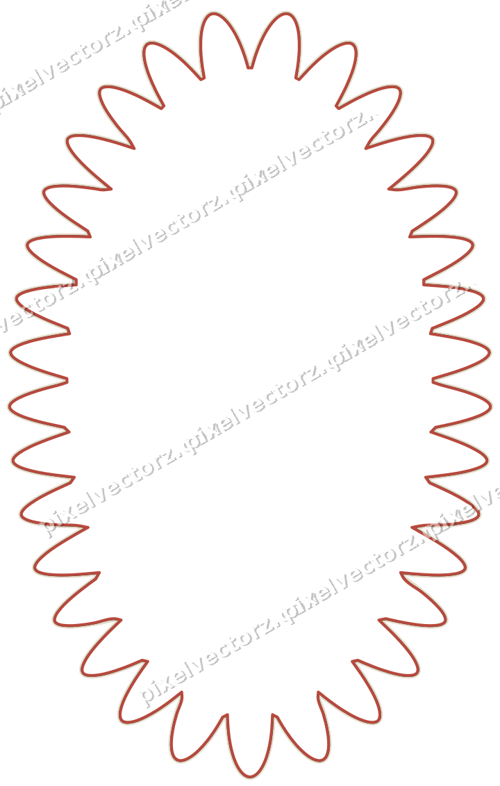 Decorative line art frame in dark red and dark green with oval