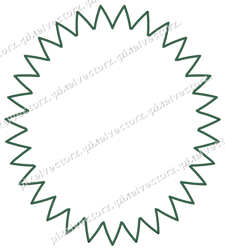 Decorative line art frame in dark green and red with oval