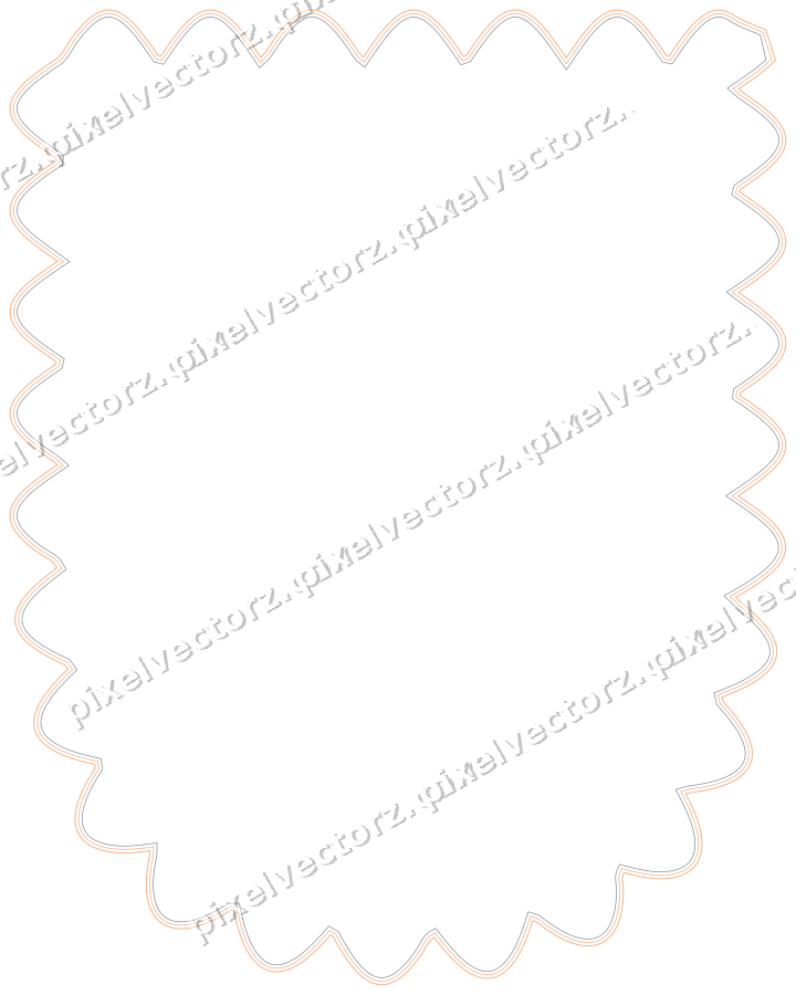 Decorative line art frame in blue and orange with shield