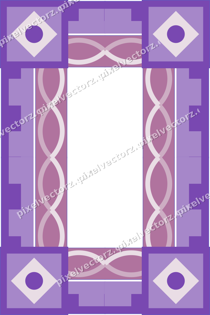 Decorative picture frame border in purple and blue with step band