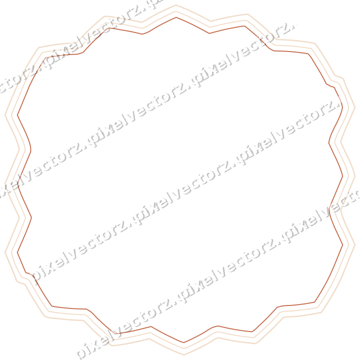 Decorative line art frame in dark teal and orange with label plaque