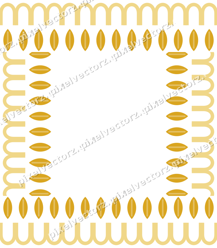 Decorative picture frame border in amber and purple with arcade frieze