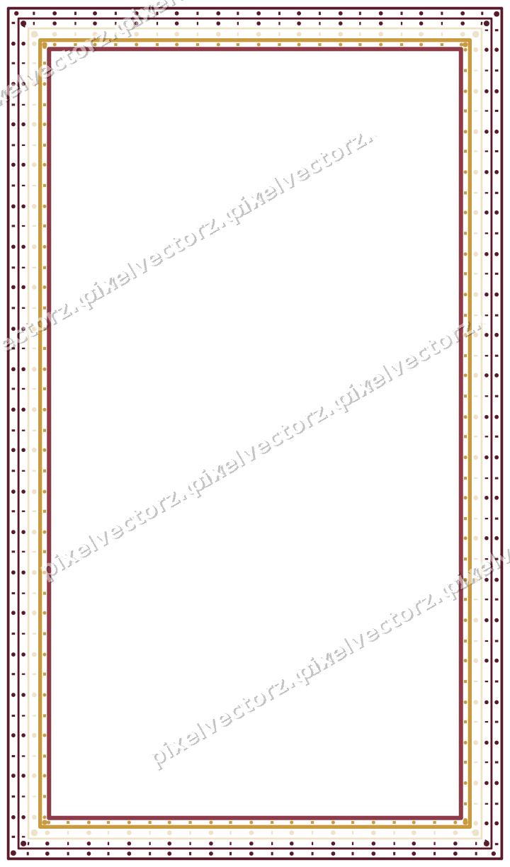 Decorative line art frame in dark pink and amber with label plaque