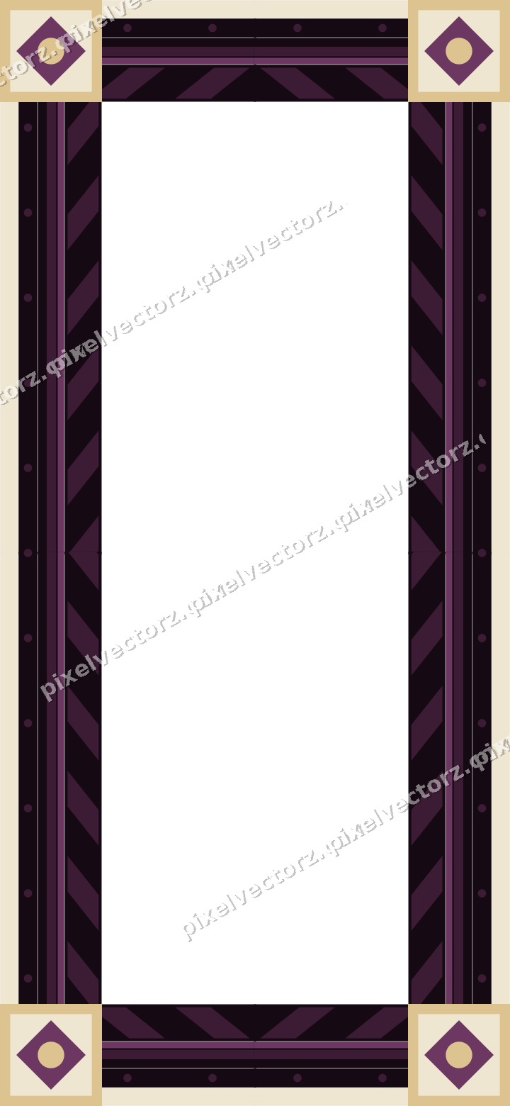 Decorative picture frame border in dark magenta and amber with dot row