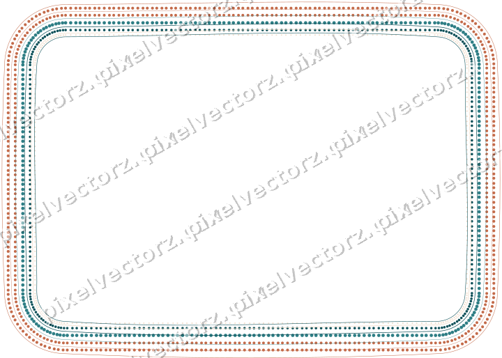 Decorative line art frame in dark teal and orange with label plaque