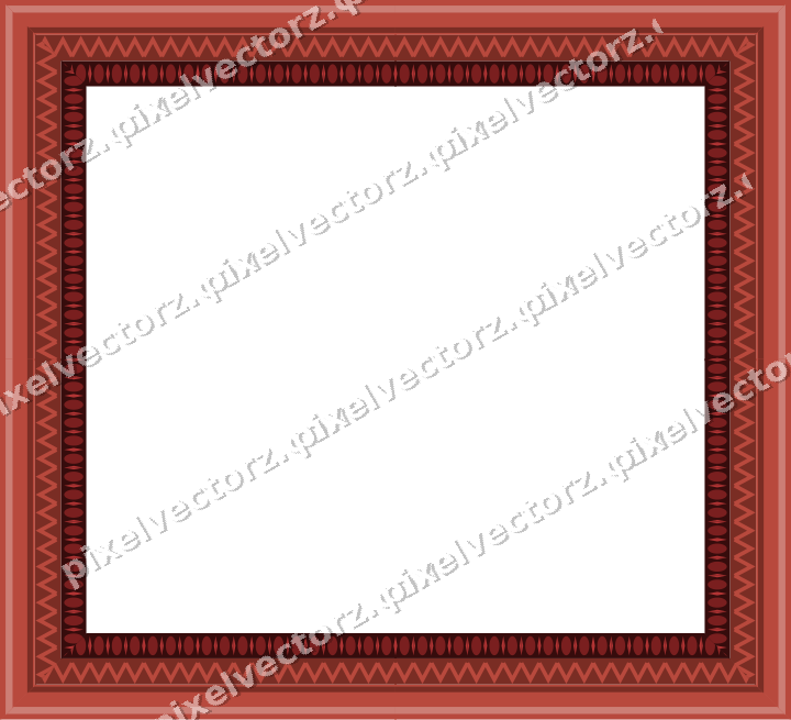 Decorative picture frame border in dark red and dark green with zigzag