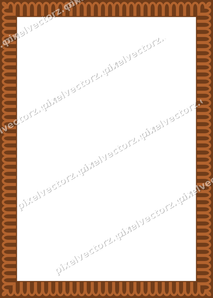 Decorative picture frame border in orange and teal with arcade frieze