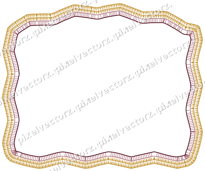 Decorative line art frame in dark pink and amber with label plaque