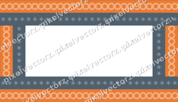 Decorative picture frame border in blue and orange with ring chain