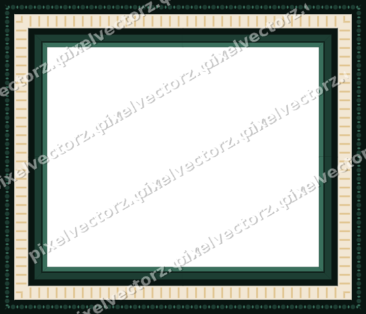 Decorative picture frame border in dark green with bead and reel