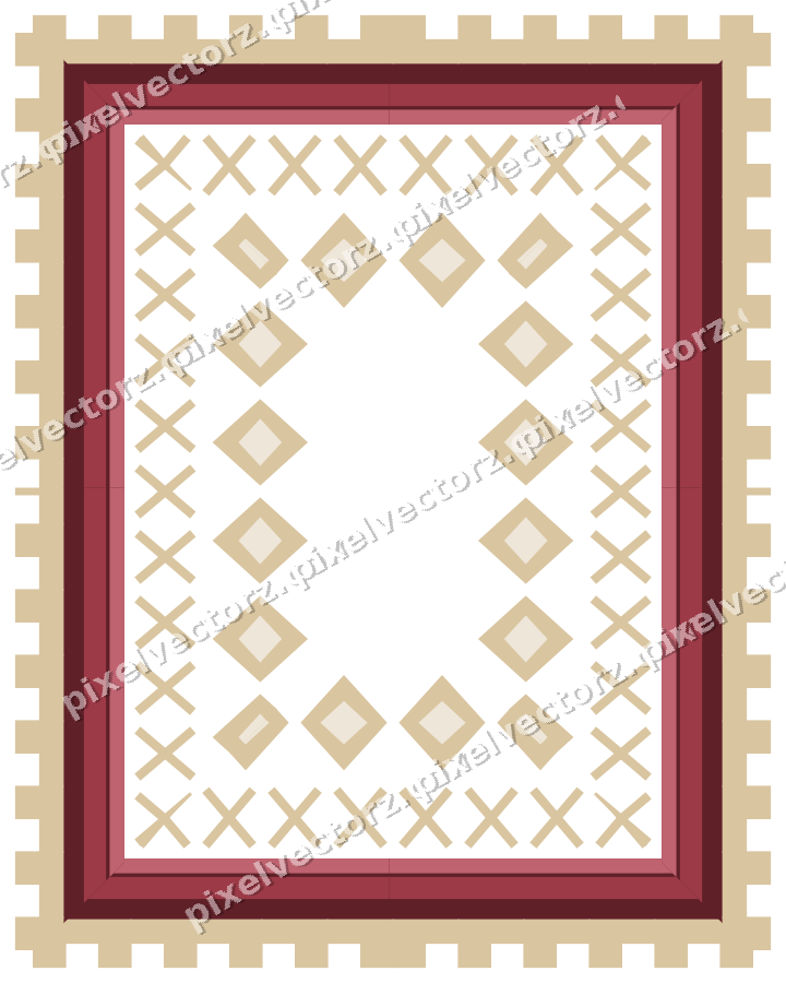 Decorative picture frame border in dark pink and red with step band