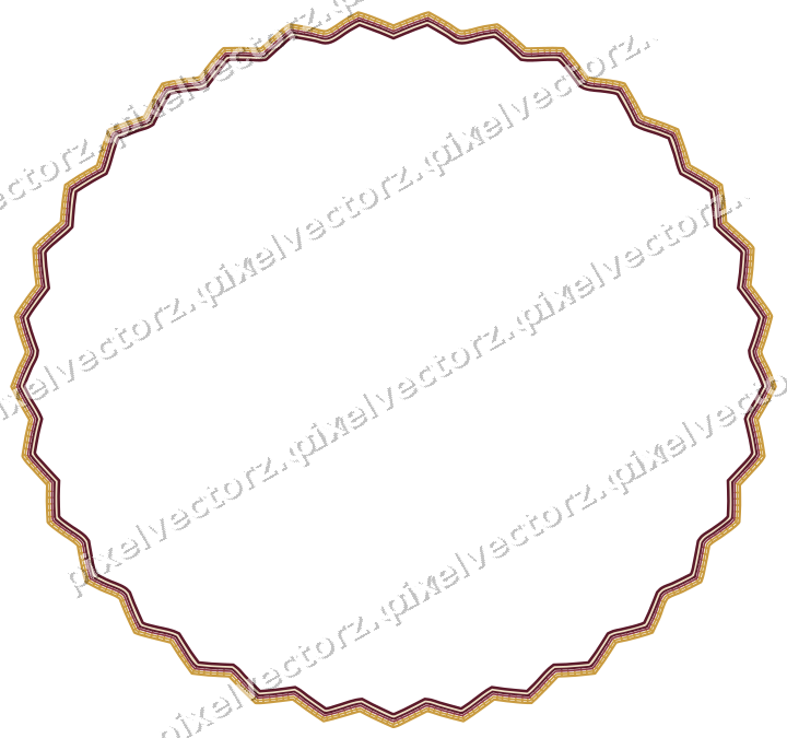 Decorative line art frame in dark pink and amber with oval