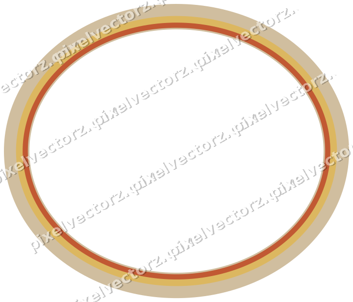 Decorative line art frame in orange and amber with oval and solid band