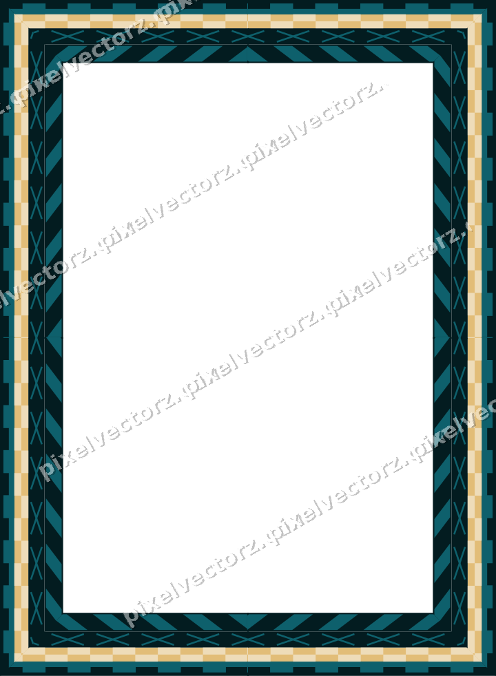 Decorative picture frame border in amber and dark teal with step band
