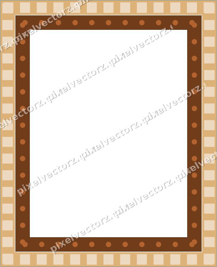 Decorative picture frame border in dark green and orange with dentil