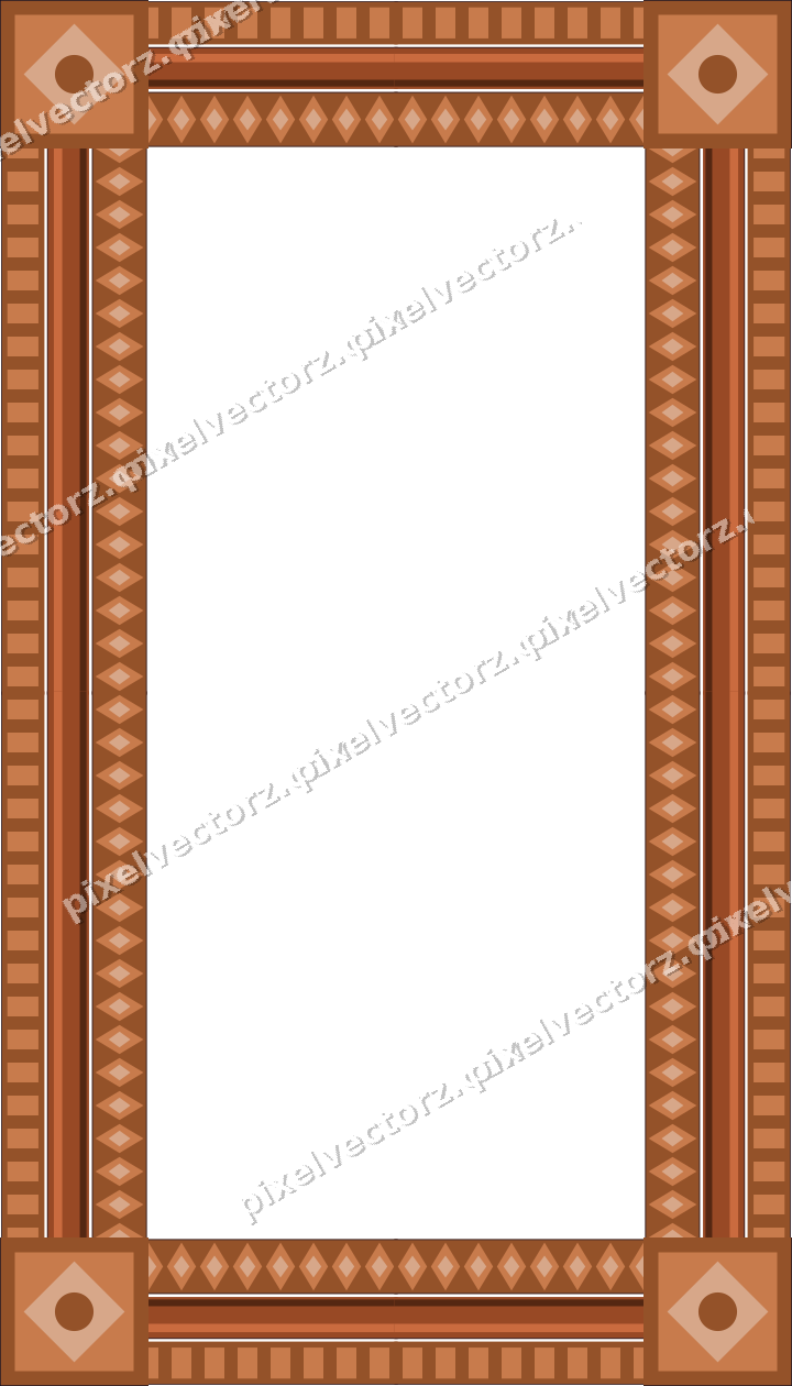 Decorative picture frame border in orange and blue with dentil