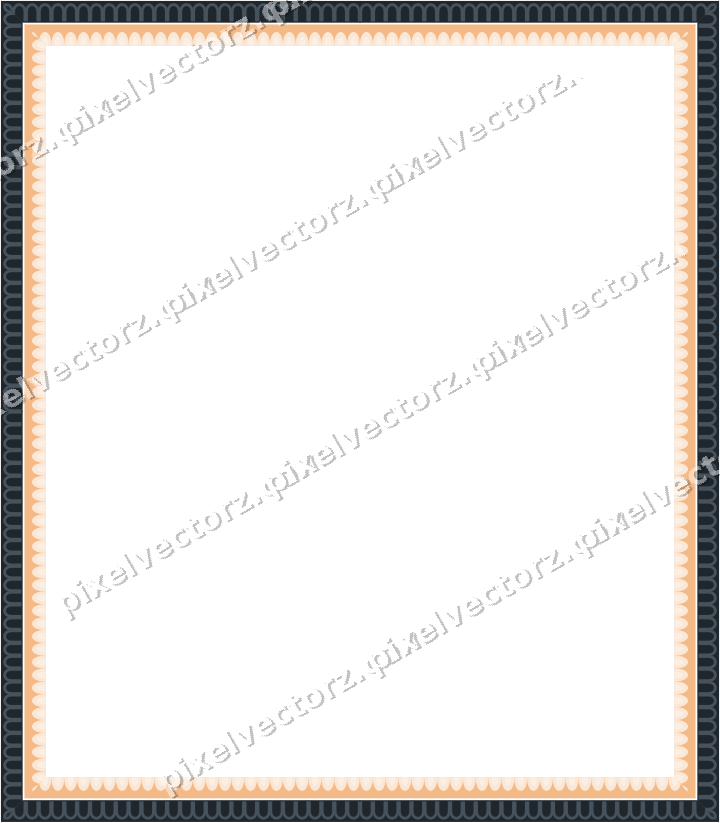 Decorative picture frame border in blue and orange with arcade frieze