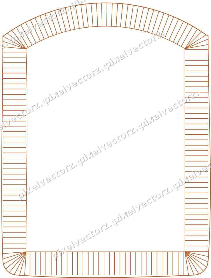 Decorative line art frame in orange and teal with label plaque