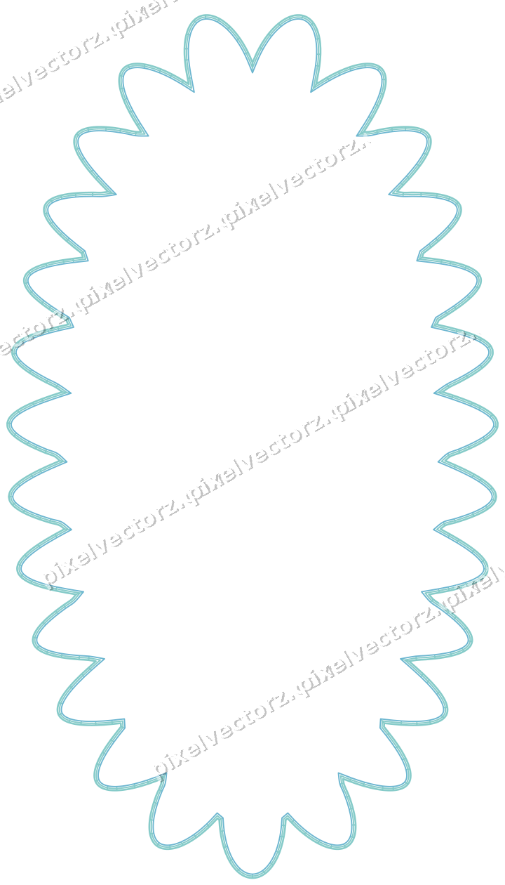 Decorative line art frame in blue and cyan with oval