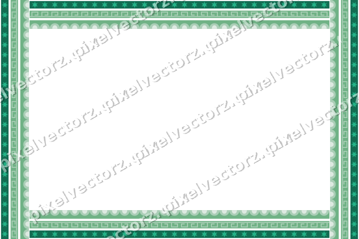 Decorative picture frame border in green and teal with star band