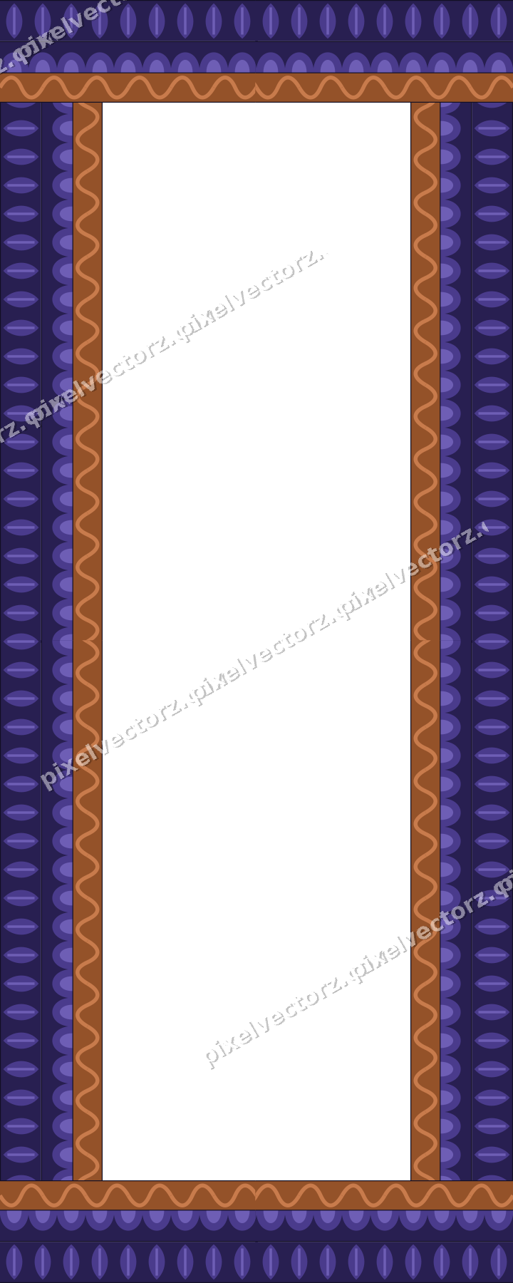 Decorative picture frame border in orange and blue with scale band