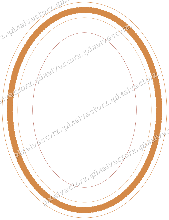 Decorative line art frame in orange and amber with oval