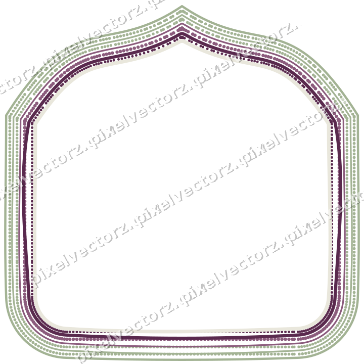 Decorative line art frame in dark magenta and lime with label plaque