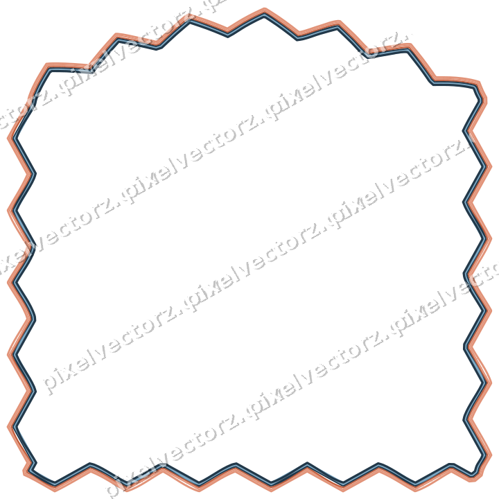 Decorative line art frame in orange and cyan with label plaque