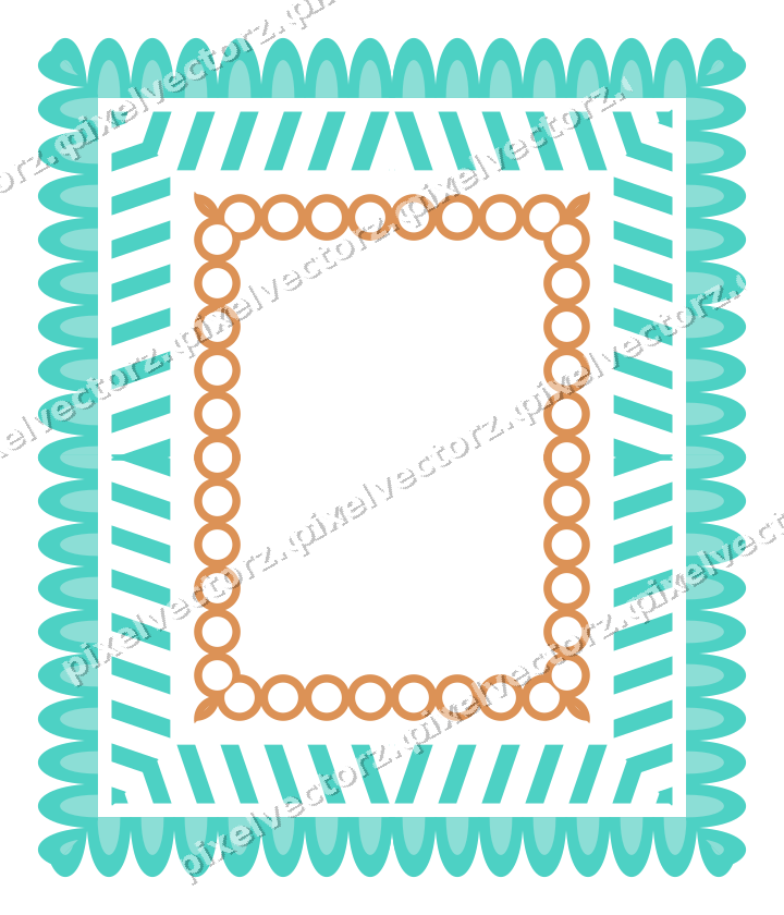 Decorative picture frame border in orange and teal with diagonal band