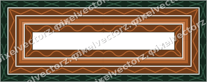 Decorative picture frame border in dark green and orange with zigzag