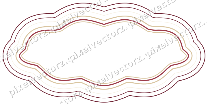 Decorative line art frame in dark pink and red with oval