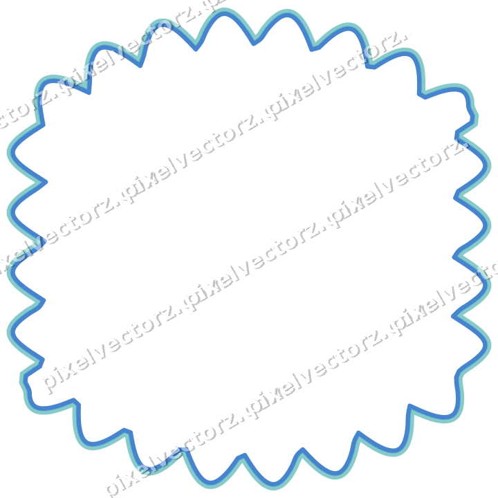 Decorative line art frame in blue and cyan with label plaque
