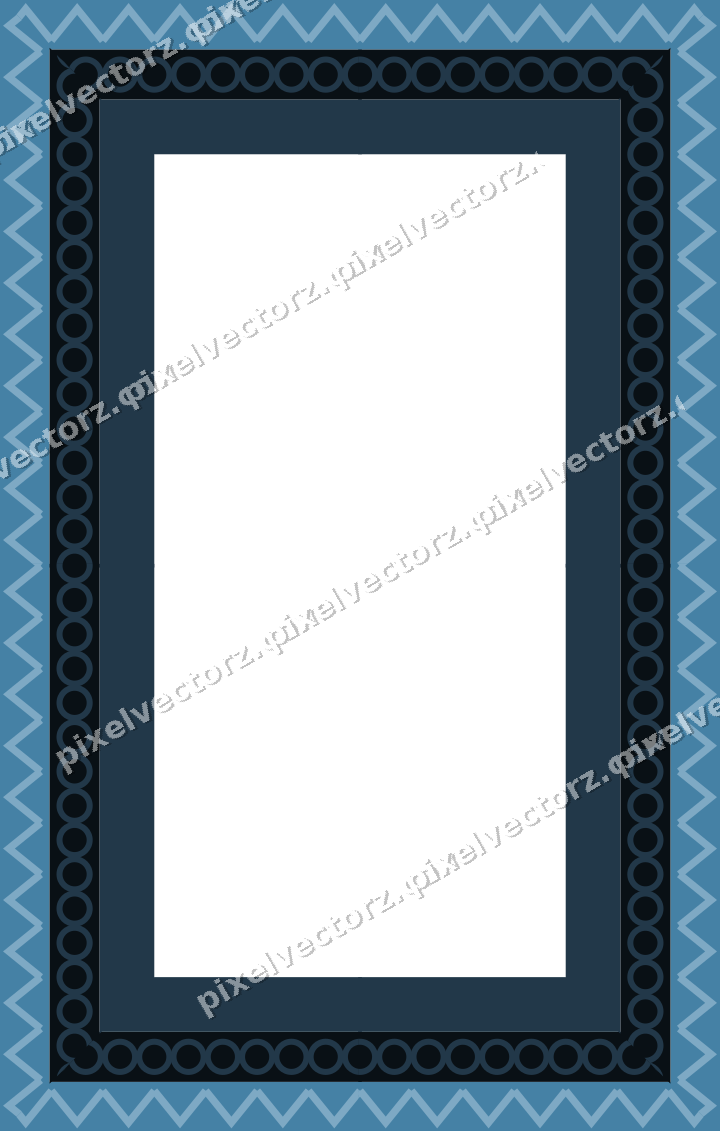 Decorative picture frame border in orange and cyan with ring chain