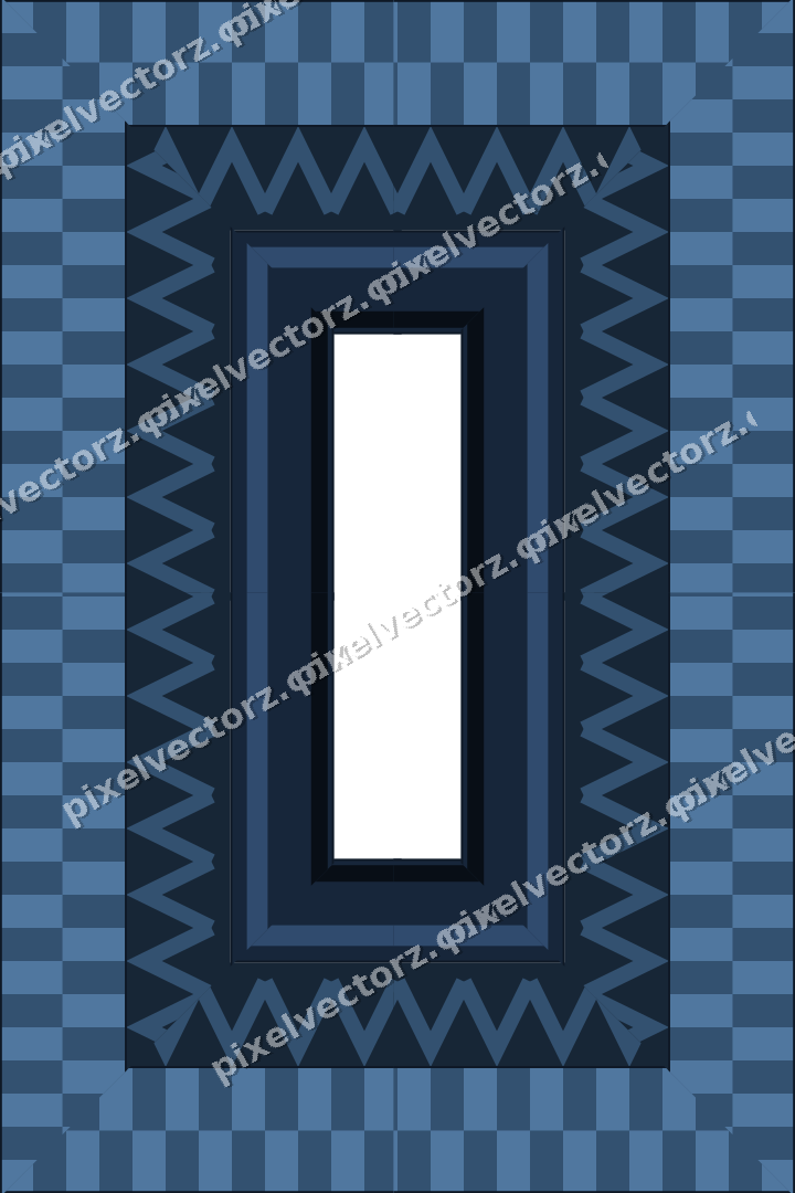 Decorative picture frame border in dark blue and orange with zigzag