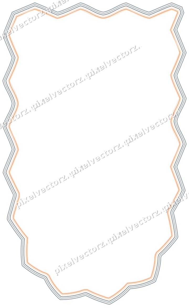 Decorative line art frame in blue and orange with shield