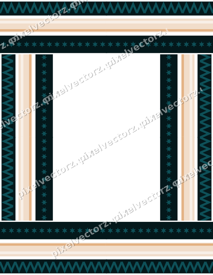 Decorative picture frame border in dark teal and orange with zigzag