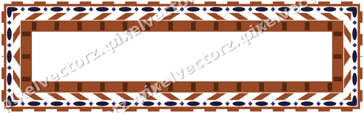 Decorative picture frame border in orange and blue with step band