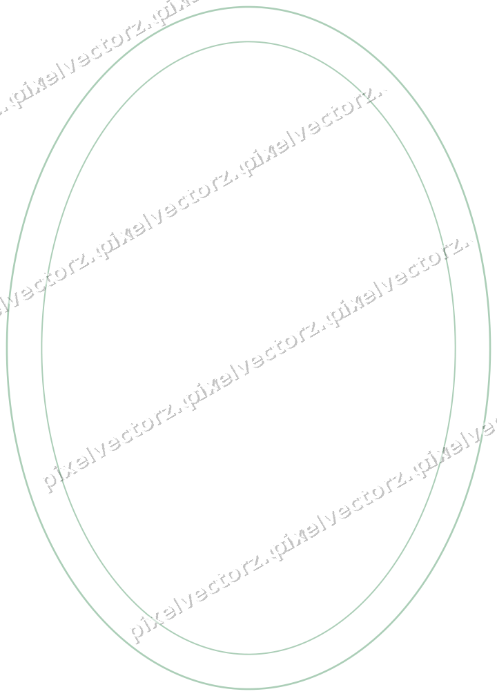Decorative line art frame in green and teal with oval