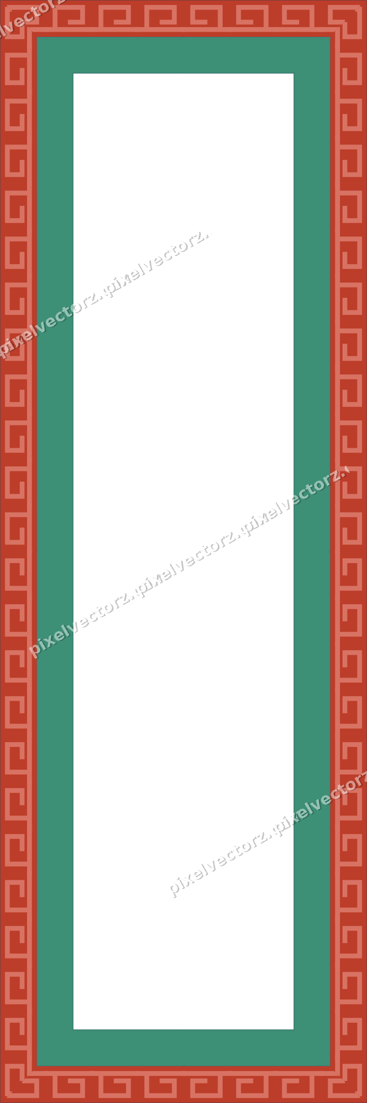 Decorative picture frame border in amber and green with greek key