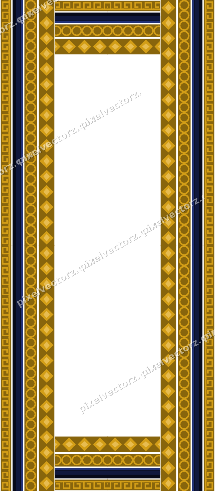 Decorative picture frame border in amber and blue with greek key