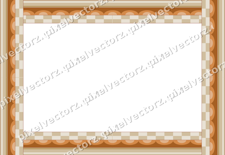Decorative picture frame border in orange and amber with scale band