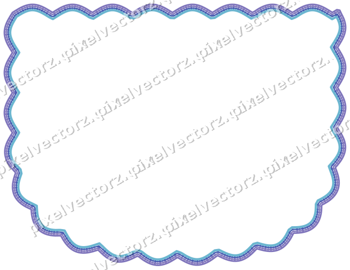 Decorative line art frame in blue and cyan with shield