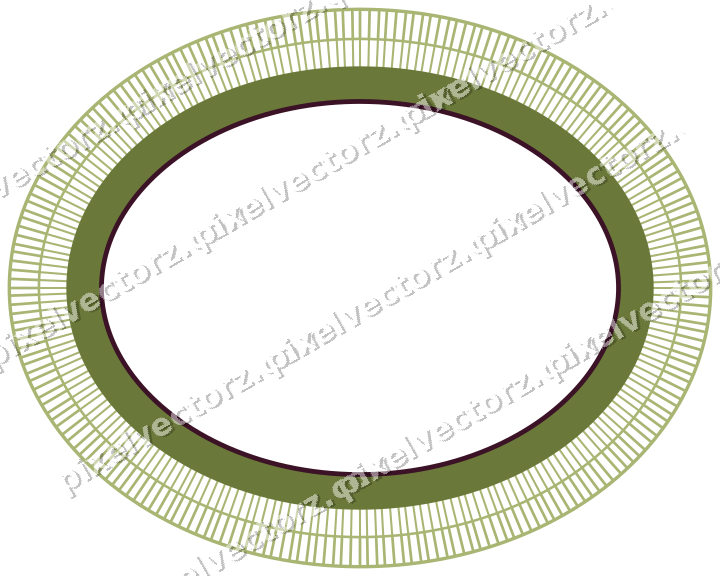 Decorative line art frame in lime and pink with oval and hatching