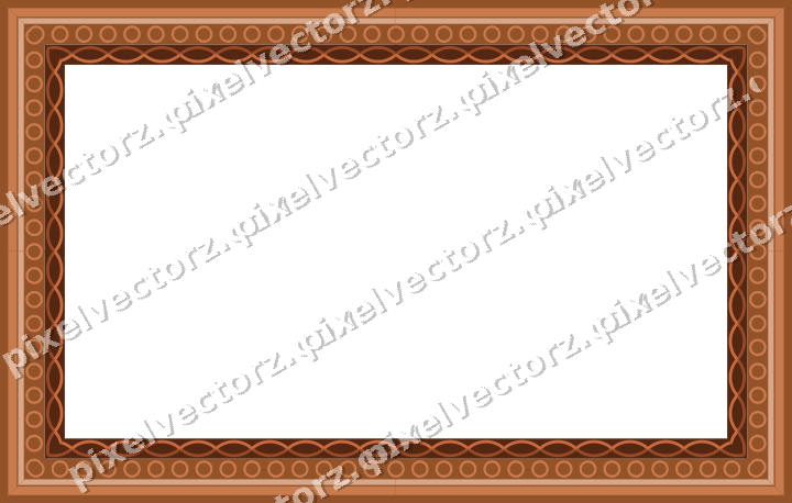 Decorative picture frame border in orange and blue with ring chain