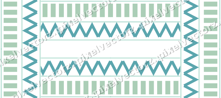 Decorative picture frame border in green and teal with dentil