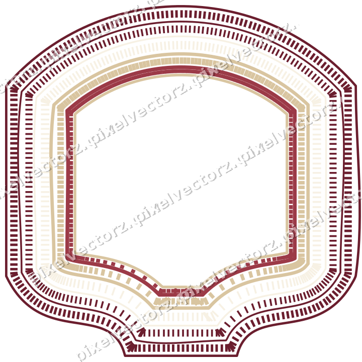 Decorative line art frame in dark pink and red with label plaque