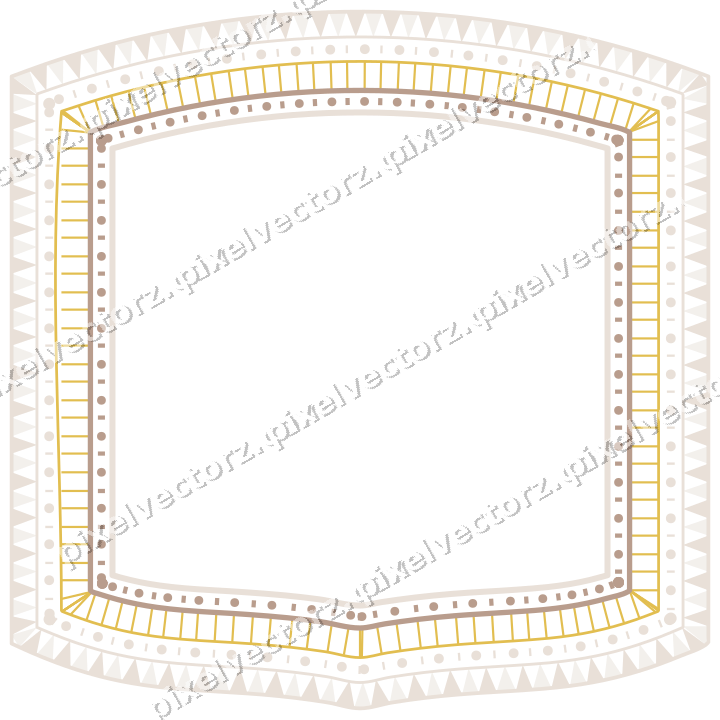Decorative line art frame in amber and pale orange with label plaque