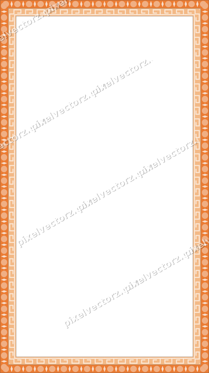 Decorative picture frame border in blue and orange with greek key